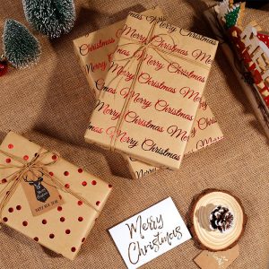 Papier cadeau kraft doré 80g – Image 3