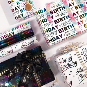 Papier cadeau d'anniversaire avec estampage doré – Image 4