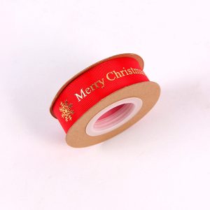 Ruban de Noël en polyester estampé or de 2,5 cm – Image 4