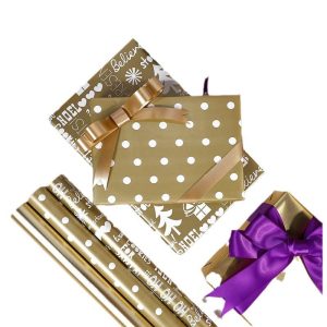 Papier d'emballage de Noël à pois dorés – Image 5